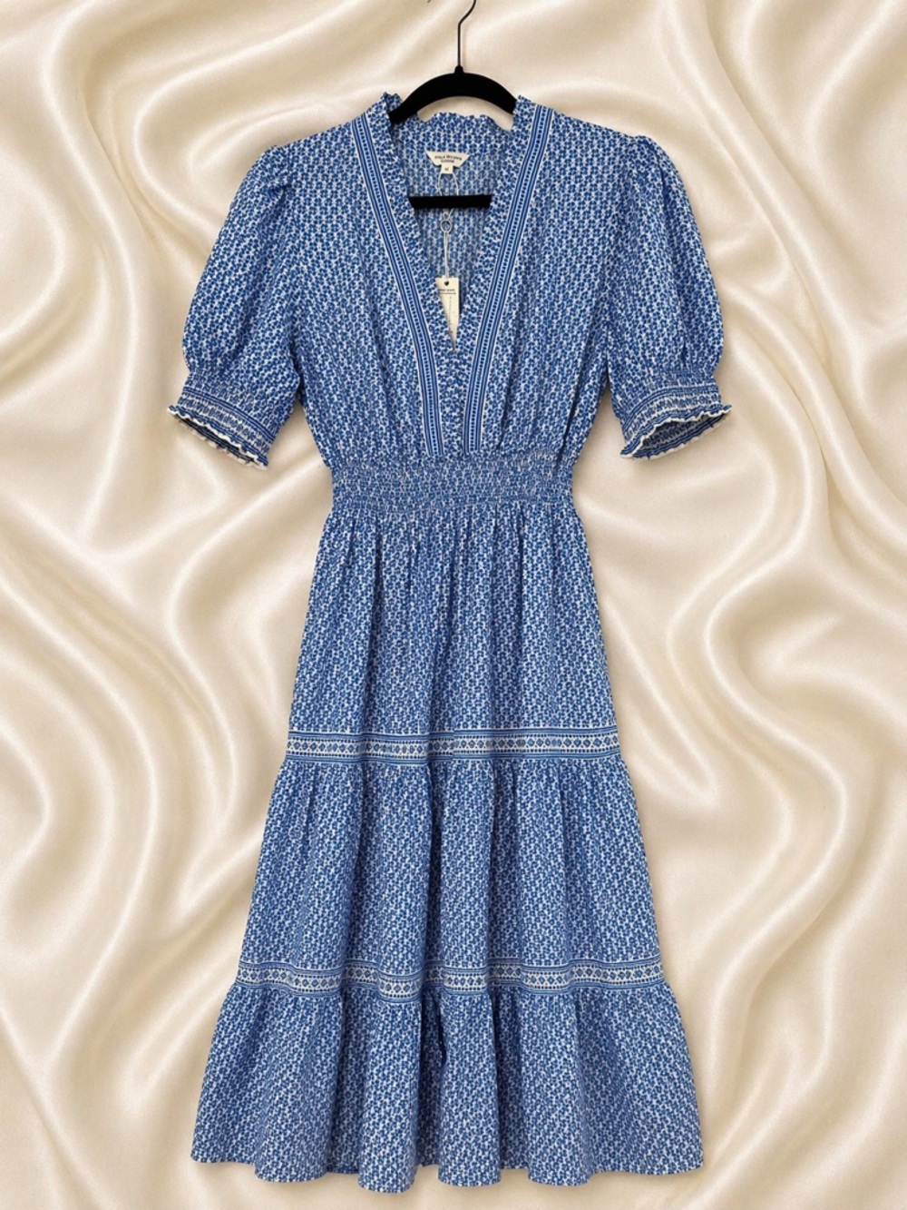 Max Studio Floral Tiered Maxi Dress | Blue & White Smocked Waist Boho Dress